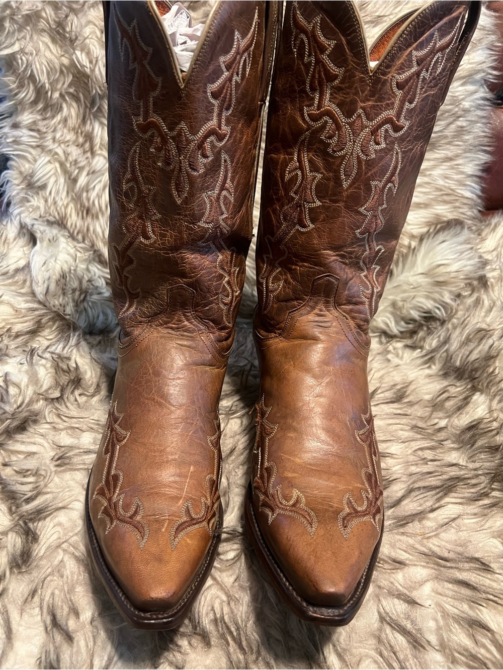 Lucchese Brown Leather Western Boots Sz 10.5 EE - Picture 2 of 16